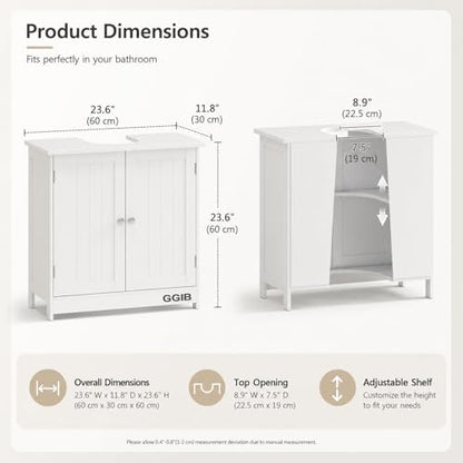 GGIB Under Sink Bathroom Cabinet with 2 Doors and Shelf