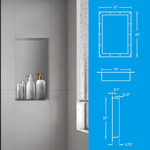 Ready Tile Shower Niche Shelf 17"X25"X4"（Inside 14"X22"） - - Water and Leak Proof Large Wall Niche Insert