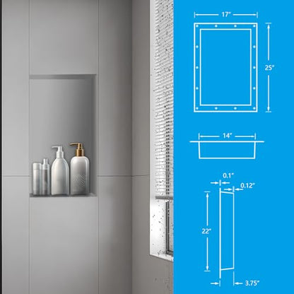Ready Tile Shower Niche Shelf 17"X25"X4"（Inside 14"X22"） - - Water and Leak Proof Large Wall Niche Insert