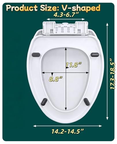 Soft Close Round Toilet Seat with Cover – Plastic, Easy Installation & Cleaning, Fits Most Standard Toilets (White) - size: V