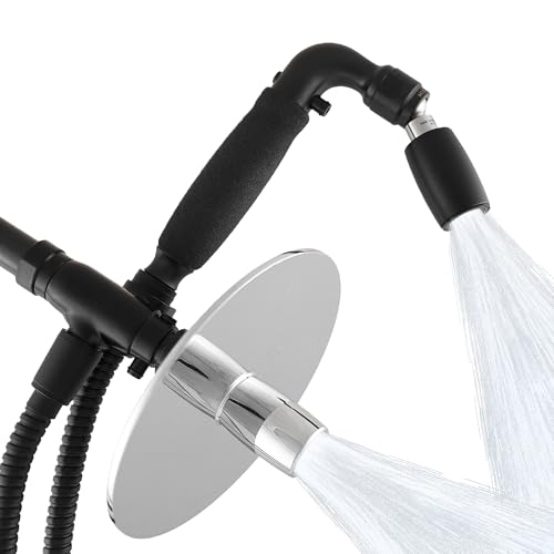 High Sierra® - Solid Lead-Free Metal 4-Way Combo with GEN 3 REFLECTIONS™ Fixed and Handheld Shower Head with Hose. Run Separately or Both at Full Flow - 1.5 GPM per Shower Head - Matte Black Finish - color: Matte Black w/ Nylon Insert, size: 1.5 GPM