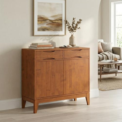 SIMPLIHOME Harper 48" Solid Wood Cabinet in Walnut Brown - color: Teak Brown, size: 40 inch