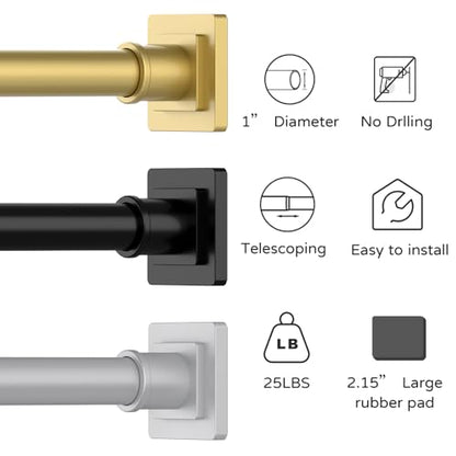 UIOSANRT Tension Shower Curtain Rod 31-68 Inches Non-Slip Shower Rod Tension Mounted No Drill Black Shower Curtain Rods Spring Tension Rod Adjustable Tension Curtain Rod for Windows Bathroom - color: Black, size: 31"-68"