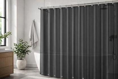 EHZNZIE Dark Grey Shower Curtain Liner 72x72, PEVA Waterproof Bath Curtain, No Chemical Smell, 3 Weighted Magnets, Durable with Rustproof Metal Grommets - color: Dark Grey, size: 72"W x 72"L (Pack of 1)