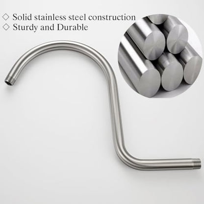RANDOM S Shaped Shower Head Riser Pipe,Goose Neck Shower Arm 13 Inch Shower Head Extension Arm with Flange,Standard 1/2" Connection,Brushed Nickel.RD-91098-13BN - color: Brushed Nickel