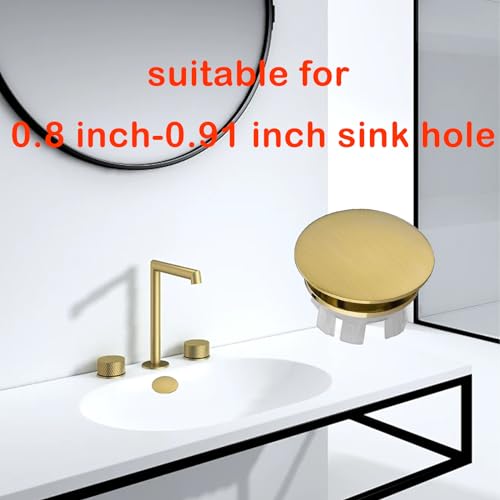 2 Pcs Bathroom Sink Overflow Cover Basin Trim Brass Insert in Hole Round Caps Brushed Nickel Vanity Ceramic Vessel Kitchen Replacement Dual Layer Insert Sink Basin Overflow Trim Ring (Gold)