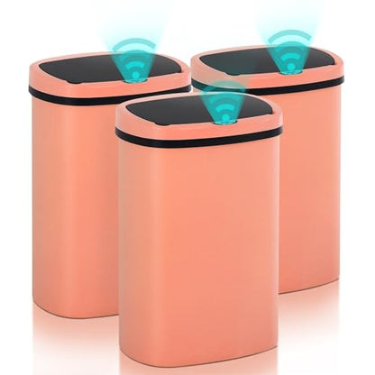 13 Gallon Motion Sensor Kitchen Trash Can, 50L Automatic Sensor Trash Can, Smart Waste Bin with Lid for Kitchen, Bathroom, Bedroom, Home Office, Quiet Open & Easy Clean (Pink,3 Pack) - color: Pink, style: 3 pack