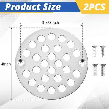 2pcs 4 Inch Stainless Steel Round Screw-in Shower Drain Cover Replacement Easy-to-Install Floor Drain Grate with Screws Brushed Nickel - color: Brushed Nickel
