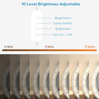 Bairth LED Vanity Lights for Mirror, 16ft Makeup Strip Light 3/4 / 6000K | 10 Level Brightness Adjustable, USB Cable, Hollywood Mirror Light Stick-On for Makeup Dressing Room Bathroom Bedroom - size: 20 Lights (White)