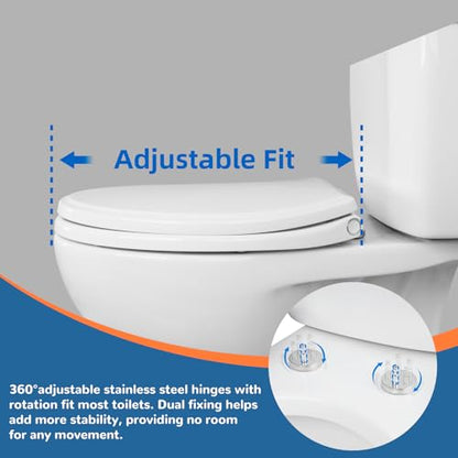 Universal Round Toilet Seat Soft Close Cover, 4 PCS Toilet Bolts, White | One-Click Quick-Release Toilet Seat Replacement with Bumpers, Compatible with TOTO, Gerber, Kohler, Never Loosen Slow Close - style: 16.5" Round with 2 Sets of Bolts