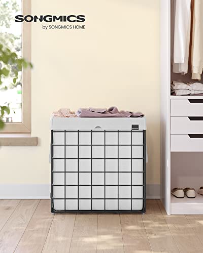 SONGMICS Laundry Hamper, 29 Gal. (110L) Laundry Basket, Collapsible Clothes Hamper, Removable and Washable Liner, Metal Wire Frame, for Bedroom Bathroom, Cream White ULCB111W01 - color: Cream White, size: 110 L