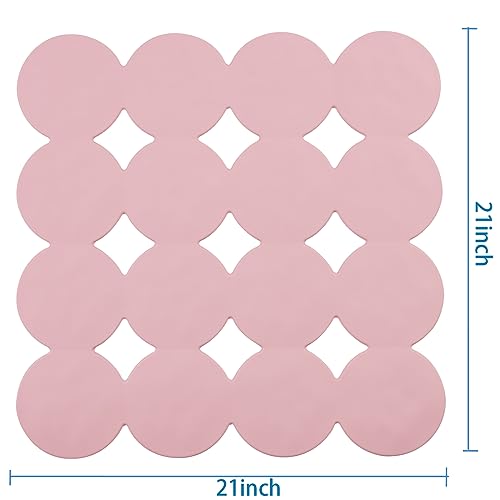 Webos Square Shower Mat Nonslip - Rubber Bathtub Mat with Suction Cups for Inside Shower Bathroom Floor (Pink, 21X21) - color: Pink