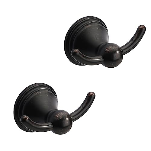 Asidrama Towel Hooks for Bathroom,Oil Rubbed Bronze Coat Hooks for Kitchen Shower Door Wall Mounted,Exquisite Robe & Towel Hooks,Durable Robe Wall Hooks for Hanging Towels (2 Pack) - color: Oil Rubbed Bronze, size: 2 Pack