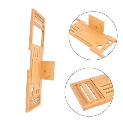 Expandable Bamboo Bathtub Tray Bath Organizer with Design for Various Tub Versatile Storage for Shower Essentials Non-Slip Secure Bath Accessory