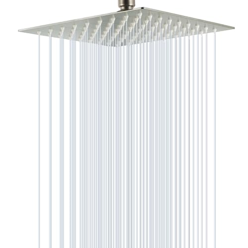 SOLVEX Rain Shower Head - High Pressure Rainfall Shower Head Made of Stainless Steel - High Flow Waterfall Bathroom Square Showerhead (10" Chrome,SP-50020) - size: 10 Inch