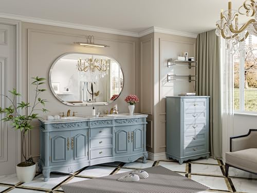 Frameless Oval Mirror, 48"x32" Beveled Oval Bathroom Mirrors | 5mm HD Glass, Anti-Rust, 15mm Frameless Beveled Mirror, French Cleat, Horizontally or Vertically, for bathroom/bedroom - size: 48"L x 32"W