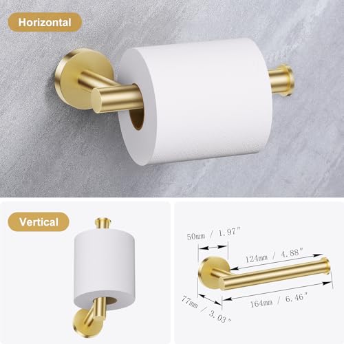 Lairuier Bathroom Hardware Set, 4-Piece Towel Holder Set Include Toilet Paper Holder,Towel Ring and 2 Towel Hooks Stainless Steel Wall Mounted Bathroom Hardware Accessories Set (Brushed Gold) - color: Brushed Gold, size: Set A