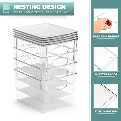 Sorbus Small Clear Plastic Storage Bins With Lids - Stackable Organizer For Toys, Clothes, Medicine, Makeup, Closet, Art Supplies, Bathroom, Shoes (4 Pack) - size: Small, style: 4 Pack