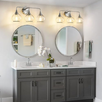 Brushed Nickel Bathroom Vanity Light 3 Lights Bathroom Light Fixtures Over Mirror with Clear Glass Shade 22.4 inch Wall Sconces Lighting Bath(Exclude E26 Bulb) - color: Brushed Nickel, size: 3 Light