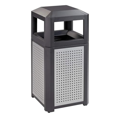 Safco Evos Steel Trash Can, 15 Gallons, Indoor and Outdoor Use, Commercial Garbage Can with Plastic Liner - size: 15 Gallon, style: Side Open