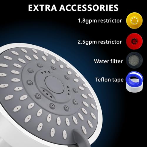 High Pressure Shower Head - 5 Spray Modes Powerful Pressure Boosting Showerhead For Bathroom - High Flow Fixed Showerheads (Chrome) - color: Luxury Polished Chrome
