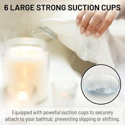 Bath Pillow for Tub, Luxury Spa Bathtub Head & Neck Cushion, Large Mesh | Breathable 3D mesh with strong suction cups provides ergonomic head, neck, shoulder & body support for a relaxing spa soak