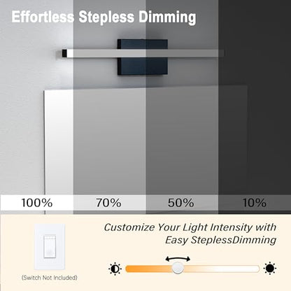 24Inch LED Bathroom Vanity Light Bar 5700K Dimmable Led Bathroom Light Over Mirror Modern Bath Wall Light Cool White ETL Certified 24W 2Pack - color: 2 Pack - Black 5700k Daylight, size: 24 Inch