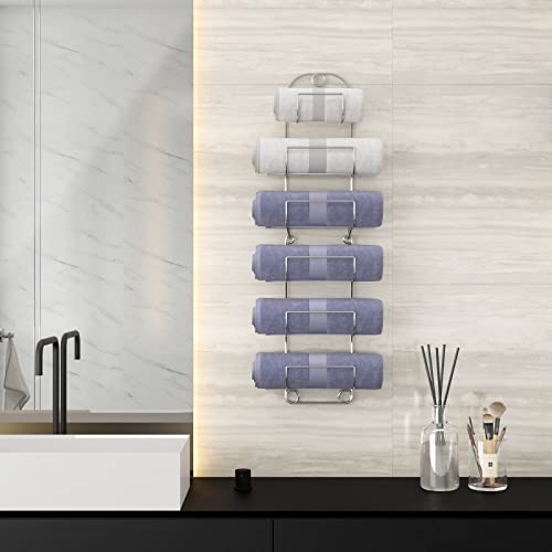 Towel Racks for Bathroom Wall Mounted Metal Wine Rack Towel Shelf Towel Holder for Bath Chrome - color: Chrome