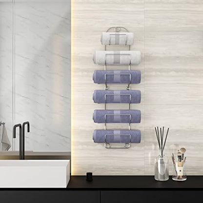 Towel Racks for Bathroom Wall Mounted Metal Wine Rack Towel Shelf Towel Holder for Bath Chrome - color: Chrome