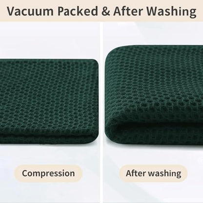 Homaxy 100% Cotton Waffle Weave Kitchen Dish Cloths, 9-Pack, Blackish Green | Ultra Soft Absorbent Dish Towels, Quick Drying Dish Rags with Hanging Loop, 12 x 12 Inches - color: Blackish Green, size: 12 x 12 - 9 Pack