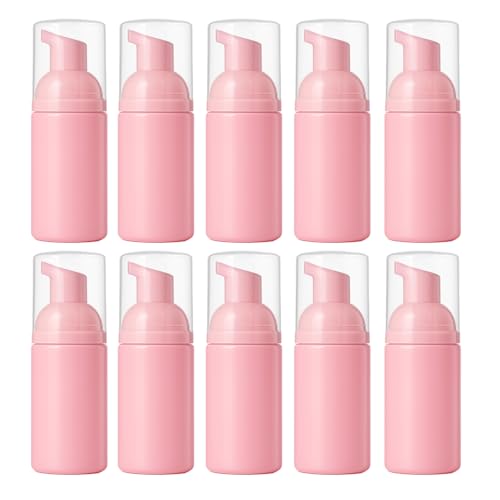 10Packs 30ml/1Oz Pink Foaming Pump Bottles Travel Size Soap Dispenser Refillable Foam Pump Containers for Face Cleanser, Shampoo, Hand Wash, Lotion, DIY Skincare