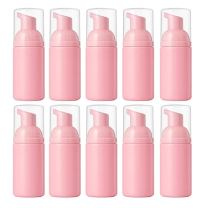 10Packs 30ml/1Oz Pink Foaming Pump Bottles Travel Size Soap Dispenser Refillable Foam Pump Containers for Face Cleanser, Shampoo, Hand Wash, Lotion, DIY Skincare
