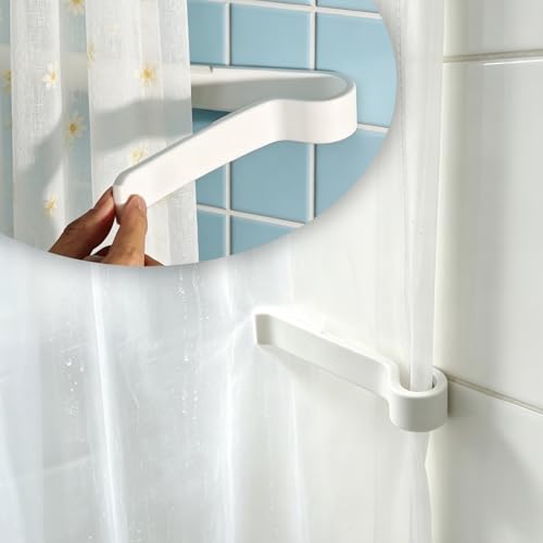 2 Packs Shower Curtain Weights,Magnetic Shower Curtain Holder, Self Adhesive Shower Guards to Keep Water in Shower |Made of Silicone| - White