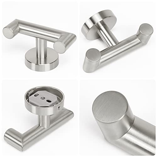 NearMoon Bathroom Double Towel Hook- SUS304 Stainless Steel Robe Towel Holder, Heavy Duty Double Coat Hook for Bathroom Livingroom Kitchen Wall Mounted (Brushed Nickel-U, 2 Pack) - style: Brushed Nickel-U