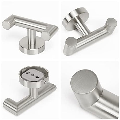 NearMoon Bathroom Double Towel Hook- SUS304 Stainless Steel Robe Towel Holder, Heavy Duty Double Coat Hook for Bathroom Livingroom Kitchen Wall Mounted (Brushed Nickel-U, 2 Pack) - style: Brushed Nickel-U