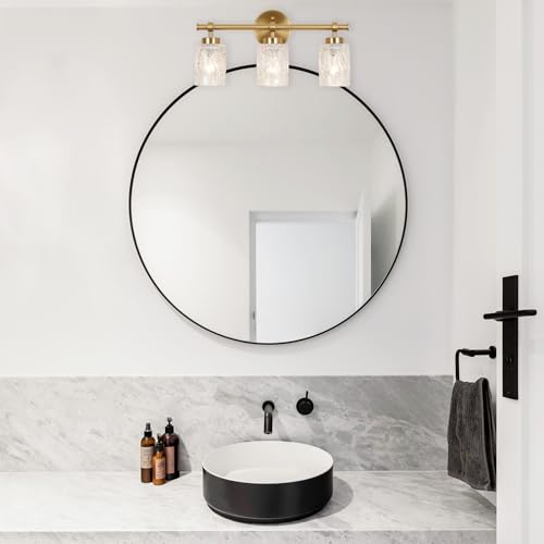 ALICE HOUSE 3-Light Vanity Light Fixture Over Mirror, Brushed Brass, Easy Bulb Replacement, LED Compatible, Bright and Elegant Bathroom Light for Makeup AL5095-W3 - size: 3 Light