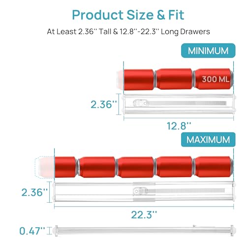 Vtopmart 2.36" Short Upgrade Drawer Dividers 12.8"-22.3" Expandable 8 Pack | Adjustable Kitchen Drawer Organizer, Clear Plastic Separator for Flatware, Utensils, Cutlery, Underwear Storage, Space Saving - size: Short-2.36" without Inserts