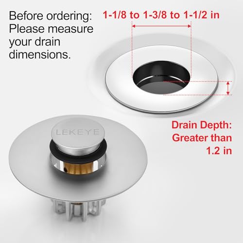LEKEYE Bathroom Sink Stopper | Shower Drain Hair Catcher | Pop-up Sink Drain Stopper with Strainer | Bathroom Sink Plug for 1-1/8 to 1-1/2" Sink Drain Hole- Pearl Chrome - color: Pearl Chrome