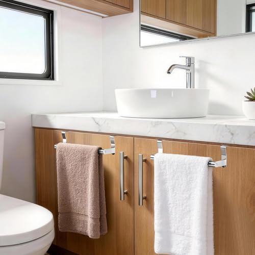 STWWO Over Cabinet Towel Holder, Brushed Dish Towel Rack Bars for Kitchen | 2 Pack Stainless Steel Over The Cabinet Towel Rack, for Kitchen Cabinet Doors Towel Bars - color: Brushed Nickel