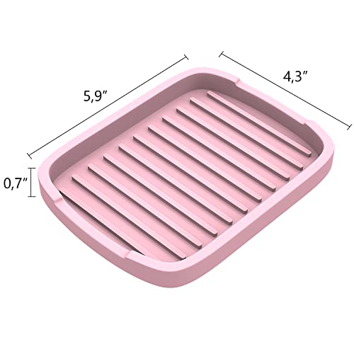 ZAPPOWARE Silicone Sponge Holder Soap Tray, Pink, Set 2pcs | 5.9" X 4.33" - color: Pink