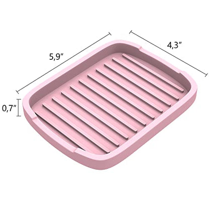 ZAPPOWARE Silicone Sponge Holder Soap Tray, Pink, Set 2pcs | 5.9" X 4.33" - color: Pink