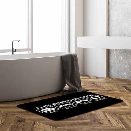 Game Life Bathroon Runner Rug,Modern Gamer Funny Quote Eat Sleep Game Repeat Kitchen Doormat Home Entry Bedroom Floor Mats,16x24 Inch - size: 16"x24"