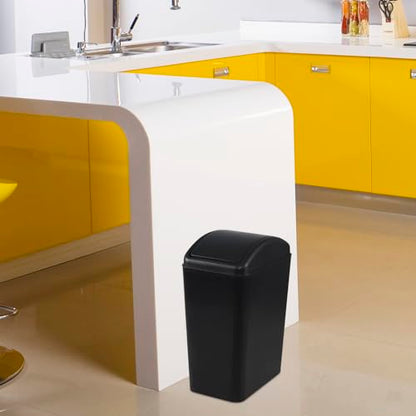 4.5 Gallon Plastic Swing Lid Trash Can, Swing-Top Trash Bin, Black | Small Slim Garbage Can, Waste Basket with Lid - color: Black