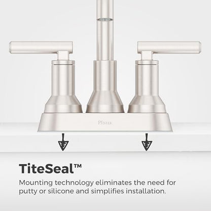 Pfister Capistrano 3-Hole Centerset Bathroom Sink Faucet Nickel LF048CSOGS | Push & Seal drain included, Spot Defense finish, 4 in centerset vanity faucet , EPA WaterSense compliant, NSF lead-free - color: Spot Defense Brushed Nickel, size: 1 Pack