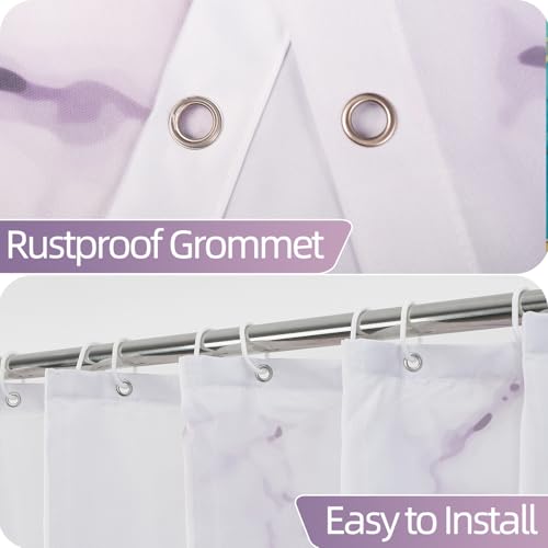 Purple Marble Stall Waterproof Shower Curtain 36x72 inches | RV Small Shower Curtain Set for Bathroom, Abstract Modern, Machine Washable, Easy to Install with Hooks, Lavender Ombre - color: Purple, size: 36"W x 72"L (Pack of 1)