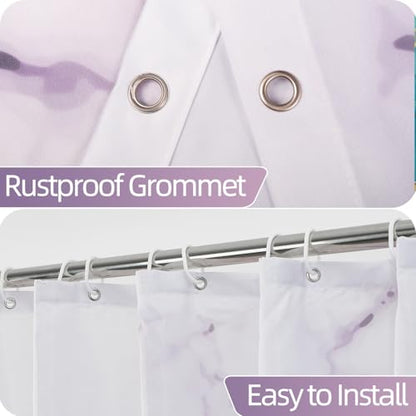Purple Marble Stall Waterproof Shower Curtain 36x72 inches | RV Small Shower Curtain Set for Bathroom, Abstract Modern, Machine Washable, Easy to Install with Hooks, Lavender Ombre - color: Purple, size: 36"W x 72"L (Pack of 1)