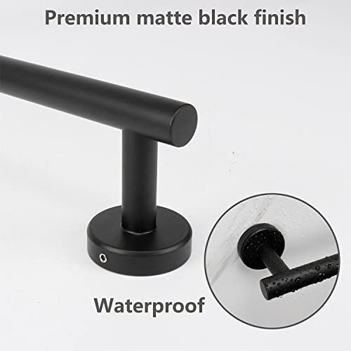 TocTen Bath Towel Bar - Thicken SUS304 Stainless Steel Bathroom Towel Holder, Towel Rod for Bathroom Heavy Duty Wall Mounted Towel Rack Hanger (16IN, Black) - color: Black, size: 16IN