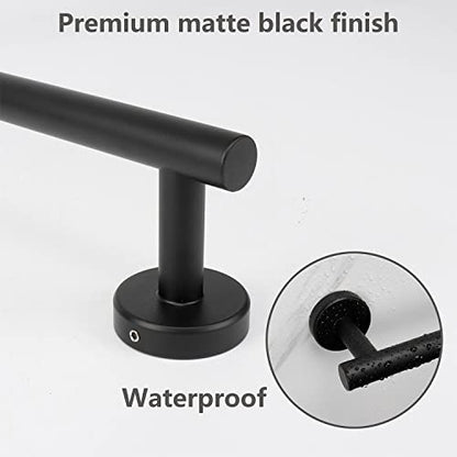 TocTen Bath Towel Bar - Thicken SUS304 Stainless Steel Bathroom Towel Holder, Towel Rod for Bathroom Heavy Duty Wall Mounted Towel Rack Hanger (16IN, Black) - color: Black, size: 16IN