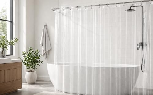 EHZNZIE Frosted Heavy Duty Shower Curtain Liner 72x72, PEVA Waterproof Bath Curtain, No Chemical Smell, 3 Weighted Magnets, Durable with Rustproof Metal Grommets - color: Frosted Heavy, size: 72"W x 72"L (Pack of 1)