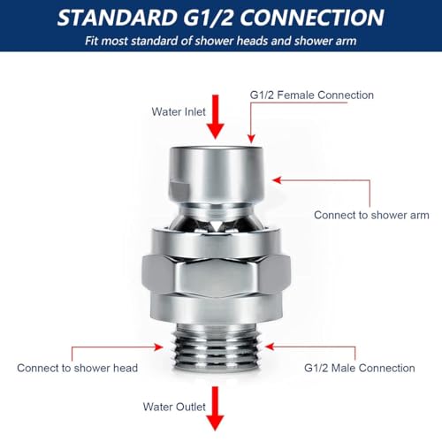 Adjustable Showerhead Connector Brass Shower Connector Balls Joint Replacement Shower Arm Extension Shower Connector
